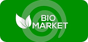 Bio market leaf vector logo or icon, green bio marke logo photo