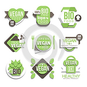 Bio Natural Vegan Product Logo Collection