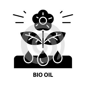 bio oil icon, black vector sign with editable strokes, concept illustration