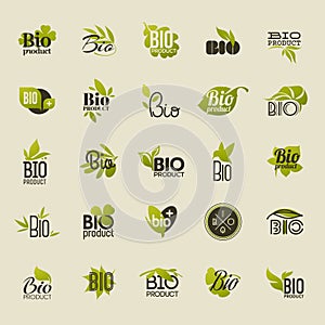 Bio product. Set of vector labels and emblems