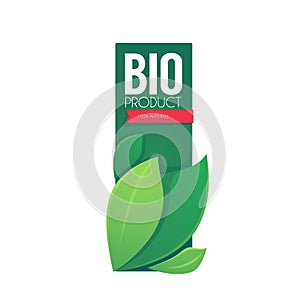 Bio Product Vertical Label Template With Green Leaves and Letter