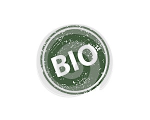 Bio stamp vector texture. Rubber cliche imprint. Web or print design element for sign, sticker, label