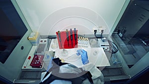 Biochemical research is being held in a chemical laboratory