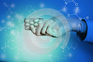 Biochemistry biomedicine concept background with Polyethylene glycol formulas