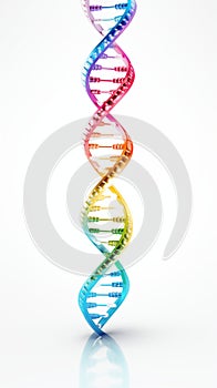 Biochemistry Marvel: Vibrant DNA Helix on White Background
