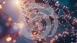 Biochemistry Molecule, Glowing 3D illustration of a biomolecule.