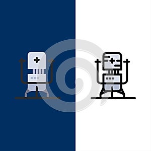 Biochip, Bot, Future, Machine, Medical  Icons. Flat and Line Filled Icon Set Vector Blue Background