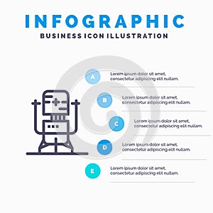 Biochip, Bot, Future, Machine, Medical Line icon with 5 steps presentation infographics Background