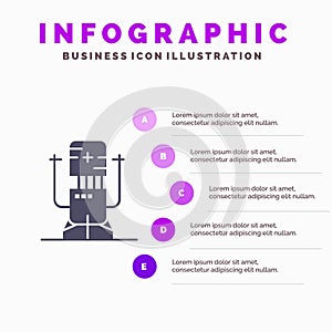 Biochip, Bot, Future, Machine, Medical Solid Icon Infographics 5 Steps Presentation Background