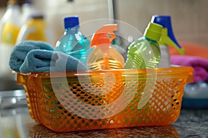 Biodegradable Backet detergent cleaning. Generate AI photo