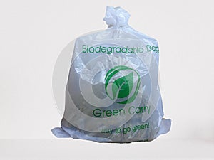 Biodegradable bag. recyclable bag. say no to plastic. Biodegradable plastic. plastic pollution photo