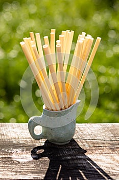 Biodegradable compostable natural straws, made from cane