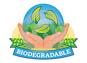 Biodegradable concept vector badge illustration photo