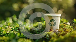 Biodegradable Cup in Nature.AI generated image