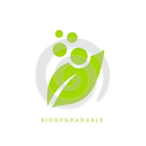 Biodegradable green leaf vector logo photo