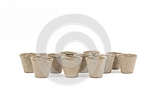 Biodegradable Peat Pots For Planting On White photo