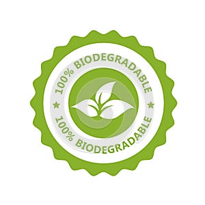Biodegradable, plastic free icon - compostable product label photo