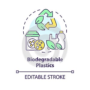 Biodegradable plastics multi color concept icon