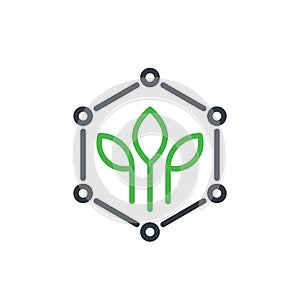 Biodegradable polymer or plastic line icon