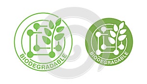 Biodegradable polymers green emblem