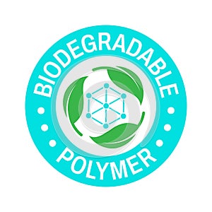 Biodegradable polymers green vector logo icon emblem - eco friendly plastic products