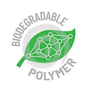 Biodegradable polymers green vector logo icon emblem - eco friendly plastic products