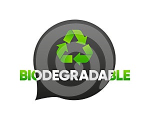 Biodegradable recyclable banner. 100 percent bio recyclable and degradable packaging. Ecology concept. Vector