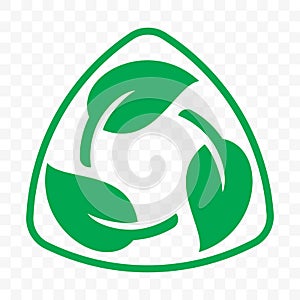 Biodegradable recyclable plastic free package icon template. Vector bio recyclable degradable label photo