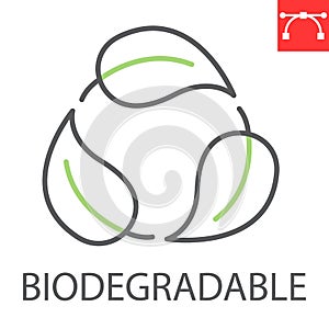 Biodegradable recyclable plastic line icon
