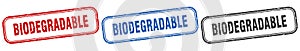 biodegradable square isolated sign set. biodegradable stamp.