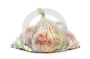 Biodegradable waste in a biodegradable bag photo