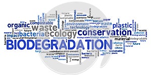 Biodegradation word cloud collage