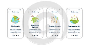 Biodiversity onboarding mobile app screens