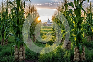 bioengineered corn growing in a test field