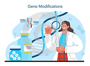 Bioengineering concept. Biotechnology, gene therapy and research.