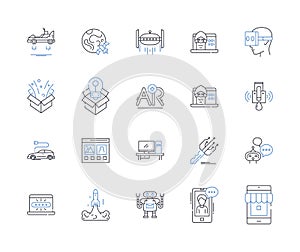 Bioengineering line icons collection. Bioreactor, Biomaterials, Biomechanics, Biosensors, Biophotonics, Bioinformatics photo