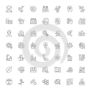 Bioengineering linear icons, signs, symbols vector line illustration set