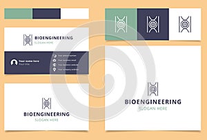 Bioengineering logo design with editable slogan. Branding book and business card template.