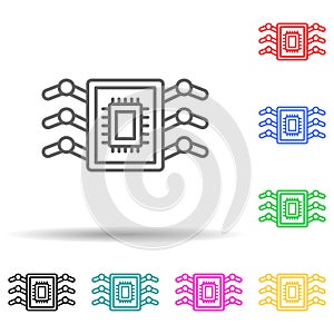 Bioengineering nanorobotics multi color style icon. Simple thin line, outline vector of artifical icons for ui and ux, website or