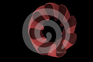 Bioengineering. Red Cetta without a core on black background 3D render