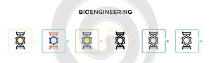 Bioengineering vector icon in 6 different modern styles. Black, two colored bioengineering icons designed in filled, outline, line