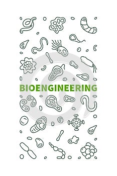 Bioengineering vector Science concept outline vertical banner - Bio Engineering illustration