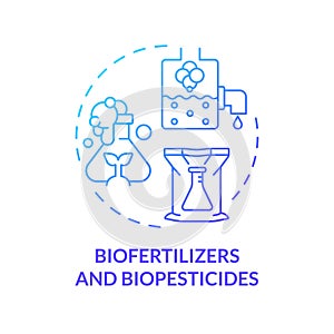 Biofertilizers and biopesticides blue gradient concept icon photo