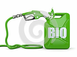 Biofuel. Gas pump nozzle and jerrycan