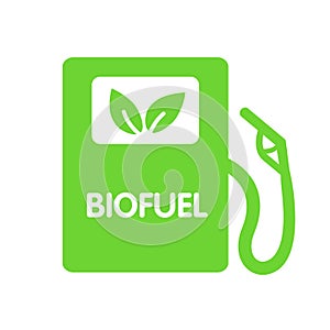 Biofuel Gas Station. Vector Icon - Alternative Environmental Friendly Fuel. Isolated on White Background