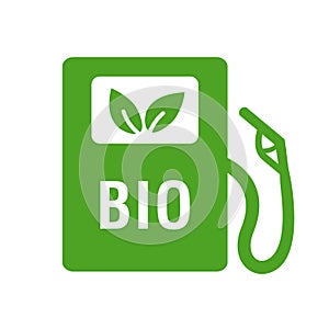 Biofuel Gas Station. Vector Icon - Alternative Environmental Friendly Fuel. Isolated on White Background.