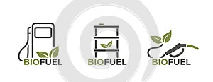 Biofuel icon set. eco friendly fuel, sustainable and alternative energy symbols