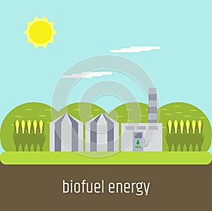 Biofuel plant. Flat design