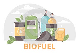 Biofuel Types Flat Background