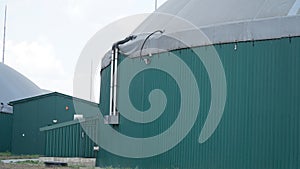 Biogas. Modern bio comlex. Renewable energy from biomass. Innovative biogas plant among green nature.